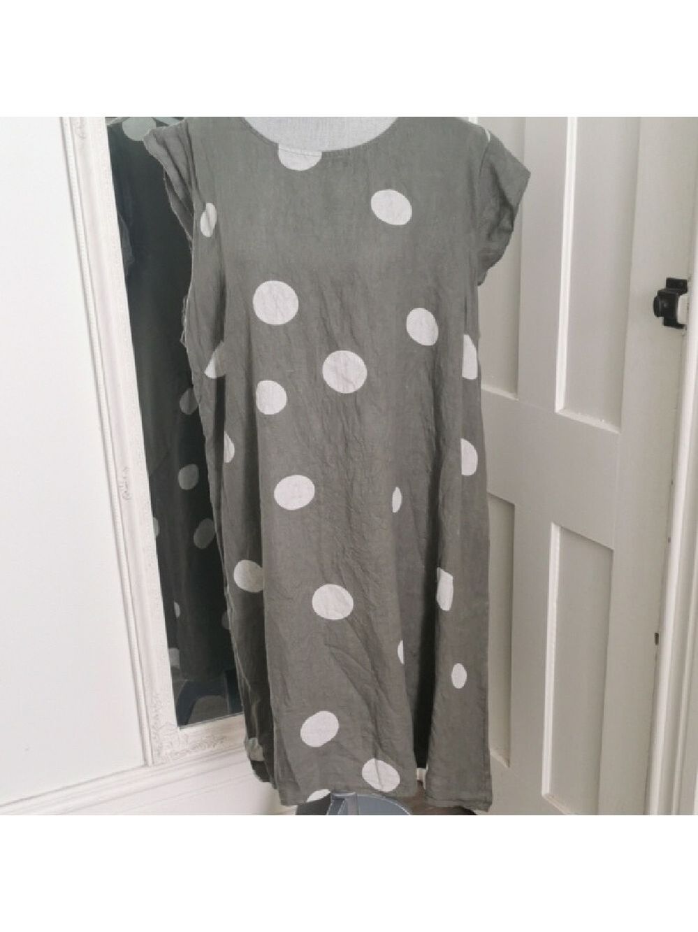 Terzo Millennio made in Italy 100% linen polka dot paperbagprincess mididress 2X
